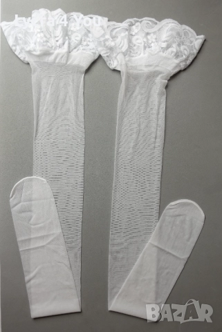 Dreamgirl бели чорапи със силикон One size, снимка 9 - Бельо - 52506948