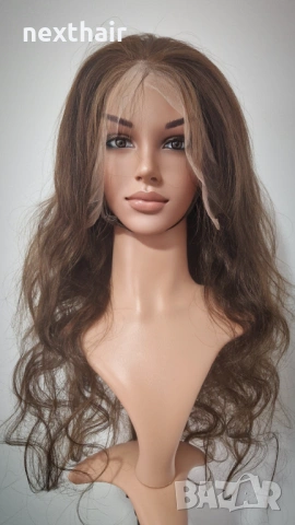 Естествена чуплива перука от 100% бразилска коса, дължина 70-75 см, дантелена зона 13х6