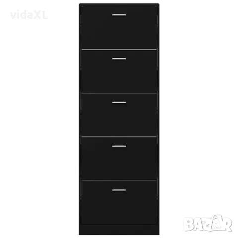 vidaXL Шкаф за обувки, черен, 59x17x169 см, инженерно дърво, снимка 4 - Шкафове - 56147144