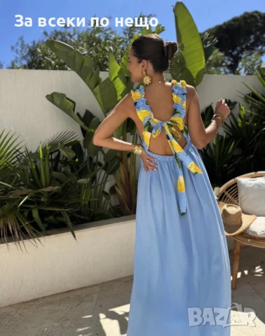 Дамска Ефирна Дълга Рокля - Налични Различни Цветове Код A676, снимка 2 - Рокли - 50706173