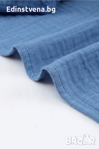 Дамска риза с дълъг ръкав и къдрички в син цвят, снимка 11 - Ризи - 40148800