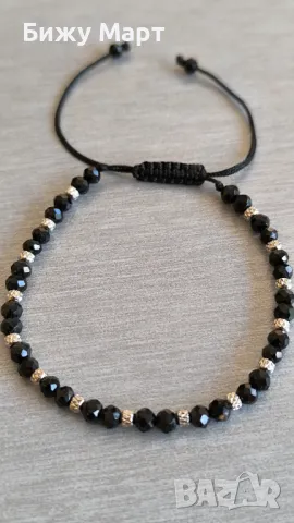 Гривна на конец със кристали и златна мъниста , снимка 2 - Гривни - 50385145