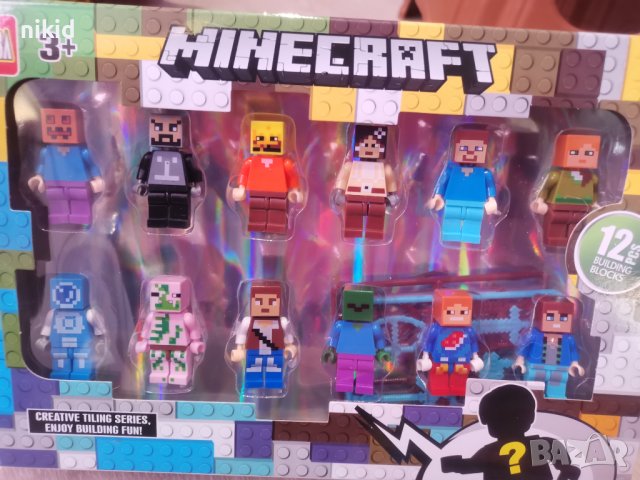 12 фигурки за Лего конструктор Майнкрафт Minecraft за игра и украса на торта пластмасови