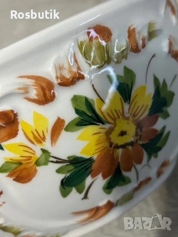 Голям порцеланов съд  ръчно рисуван  с порцеланови цветя , снимка 7 - Вази - 53347771