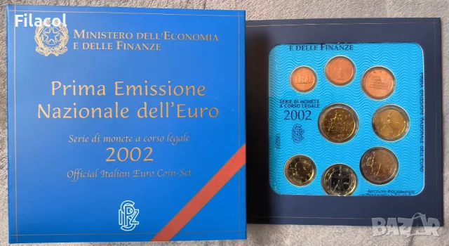 Банков сет Италия 2002 година Първа емисия на еврото, снимка 3 - Нумизматика и бонистика - 49240103