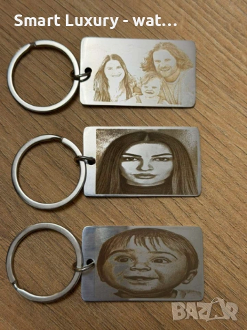 Гравирана снимка и текст върху ключодържател от неръждаема стомана 
