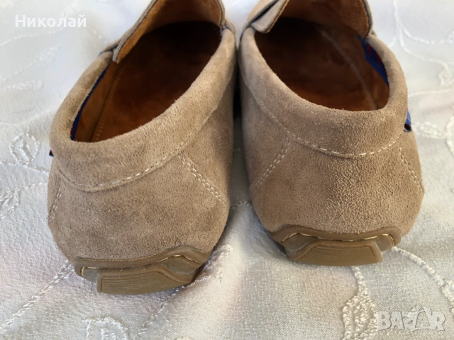 Мъжки мокасини Titto Bluni, естествен велур, размер 43, много леки, италиански, бежови, чисто нови, снимка 9 - Мокасини - 53849061