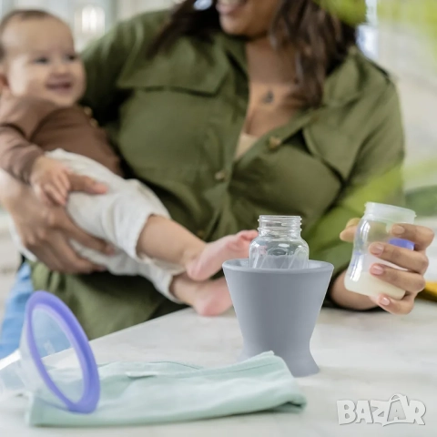 Поставка за бебешко шише Ingenuity Bokee Hands Free или чаша за пиене с една ръка, снимка 5 - Прибори, съдове, шишета и биберони - 51863236