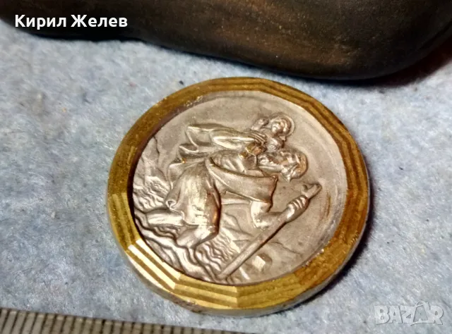 СВЕТИ ХРИСТОФОР / КРИСТОФЪР Стара ПОСРЕБРЕНА ИКОНКА с ПОЗЛАТА МАЙСТОРСКА РЕТРО АРТ ИЗРАБОТКА 45679, снимка 2 - Антикварни и старинни предмети - 48160836