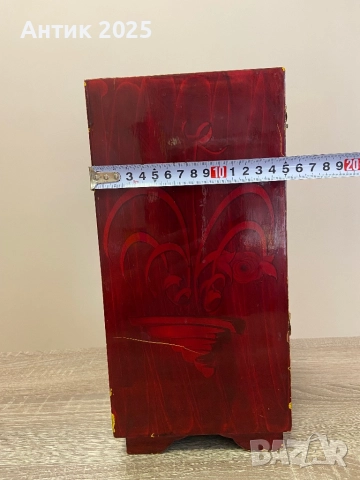 Винтидж китайска кутия за бижута от червено лакирано дърво с резба, снимка 5 - Антикварни и старинни предмети - 52063984