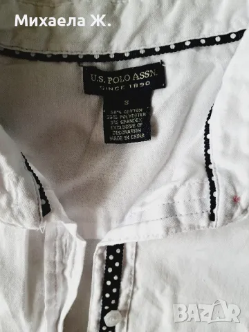 Бяла памучна риза U.S. Polo Assn, снимка 2 - Ризи - 48799308