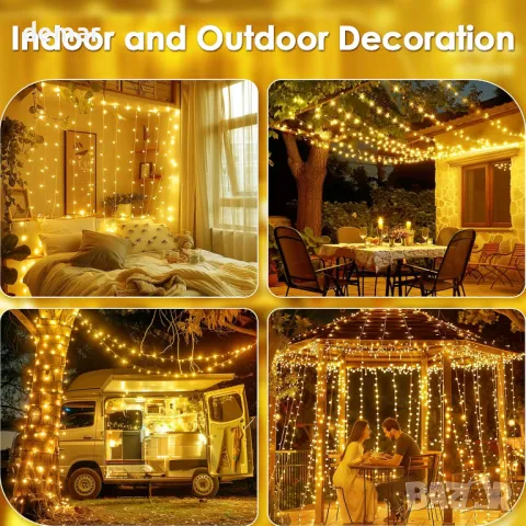 Auriostar 60m 600 LED лампички за коледно дърво с 8 режима/таймер/дистанционно, IP44, снимка 8 - Лед осветление - 47450690