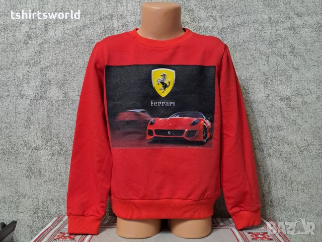Нова детска ватирана блуза с дълъг ръкав и дигитален печат Ferrari, снимка 4 - Детски Блузи и туники - 38861420
