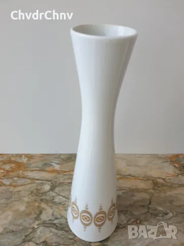 ALKA Kunst 30см/АЛКА Бавария стара немска порцеланова ваза/бяла-модернизъм-злато