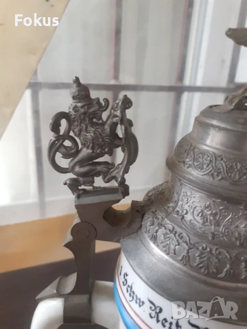 Голяма стара немска халба 0,5 л. военна тематика, снимка 7 - Антикварни и старинни предмети - 50866977