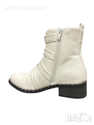 Дамски боти с катарами в черно и бяло-Промоция, снимка 3 - Дамски боти - 23349556