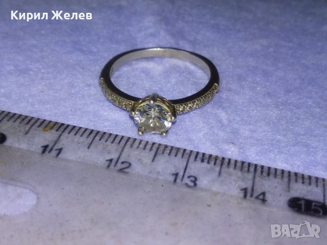 СКЪПОЦЕНЕН НЕЖЕН СРЕБЪРЕН ПРЪСТЕН СРЕБРО 925 с БЛЕСТЯЩ ФАСЕТИРАН ЛАБОРАТОРЕН МОЙСАНИТ иЦИРКОНИ 40103, снимка 13 - Пръстени - 42644124
