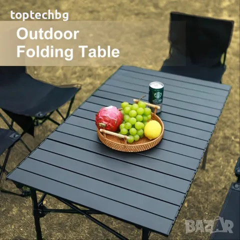 Сгъваема къмпинг маса с ламелен плот 95/55см, снимка 1