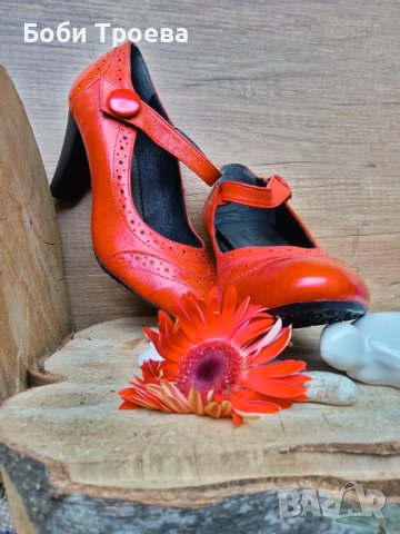 Изисканост към облеклото Ви с дамски обувки,изработени от естествена кожа в актуален червен цвят, снимка 2 - Дамски обувки на ток - 41600756
