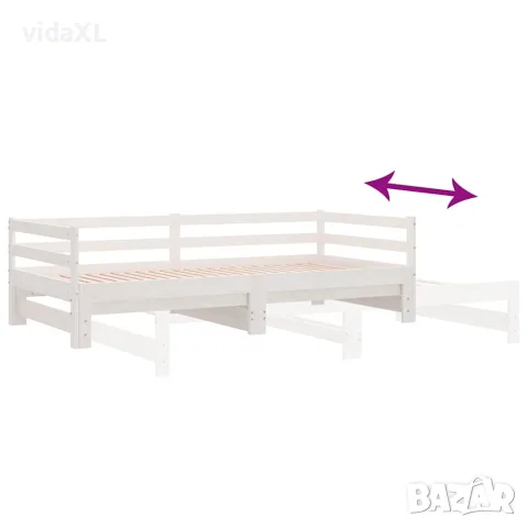 vidaXL Разтегателно дневно легло, без матрак, бяло, 90x200 см, снимка 9 - Спални и легла - 56147808
