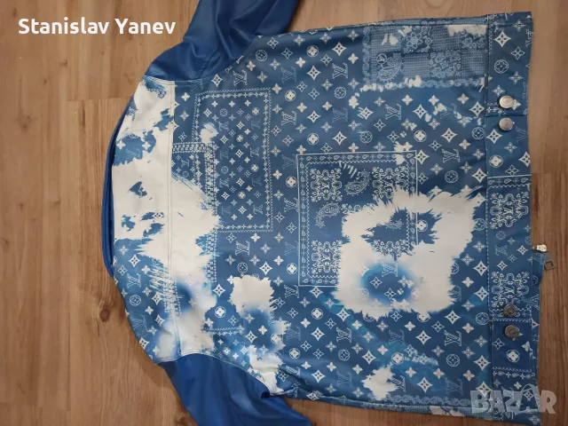 луксозният модел Louis Vuitton Monogram Bandana Mix Leather Denim Jacket., снимка 8 - Бански - 55965445