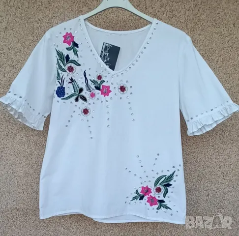 Оригинални кенарени блузи с бродерия блестящи лотори и мъниста, с битови народни мотиви., снимка 8 - Туники - 49978914