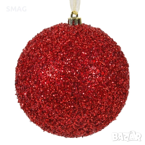 Коледна топка червена с тънсел Ø12 см_1254106