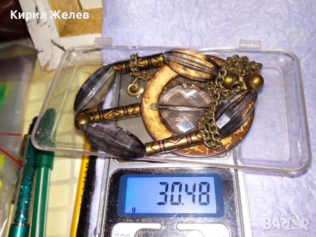 ХИПАРСКИ ЛЕТЕН АРТ ХЕНД МЕЙД МЕДАЛЬОН КОЛИЕ ОГЪРЛИЦА КОКОСОВ ОРЕХ КРИСТАЛЧЕТА МЕСИНГ 34788, снимка 3 - Колиета, медальони, синджири - 39144371