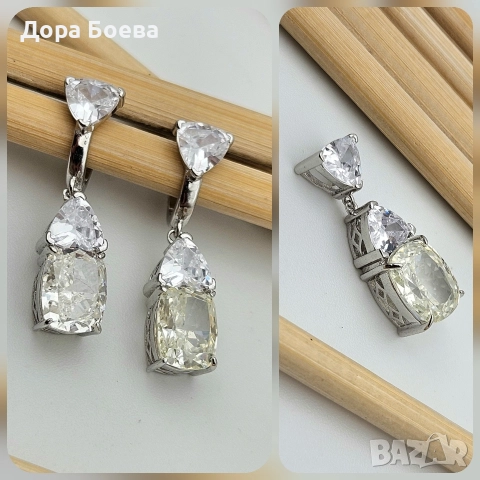 Сребърно съчетание: "Брилукс", снимка 4 - Колиета, медальони, синджири - 52586399