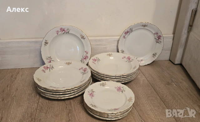Бохемия Чехословакия– сервиз за хранене, костен порцелан, 17части, снимка 2 - Сервизи - 53659743