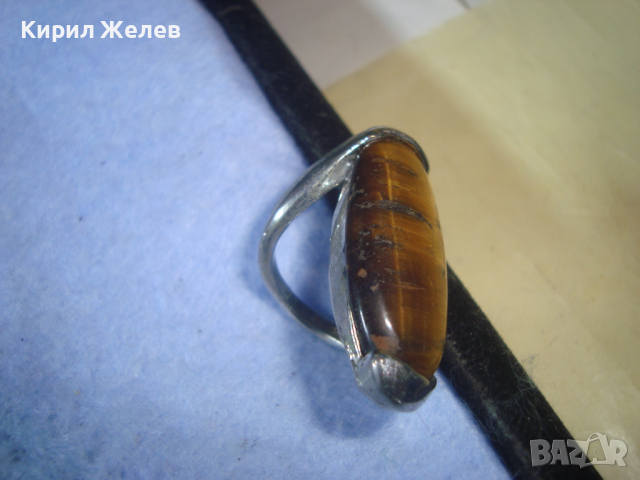 ПОСРЕБРЕН СКЪПОЦЕНЕН ФЕШЪН АРТ ПРЪСТЕН с ШЛИФОВАН ЮВЕЛИРНО НАТУРАЛЕН КАМЪК ТИГРОВО ОКО 16732, снимка 4 - Пръстени - 36411338