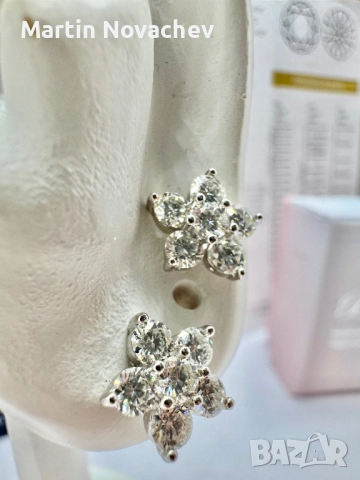 Сребърни обеци с мойсанит (Диамант) 1.2 карата, снимка 8 - Обеци - 52081954