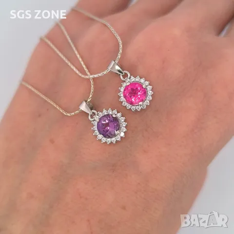 Обеци с Аметист и Розов Топаз , снимка 13 - Обеци - 49750560