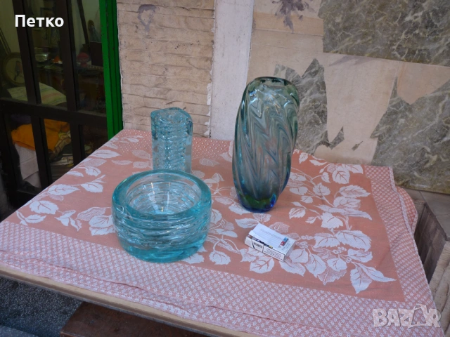 Стар масивен комплект  цветно  стъкло, снимка 2 - Антикварни и старинни предмети - 53133389