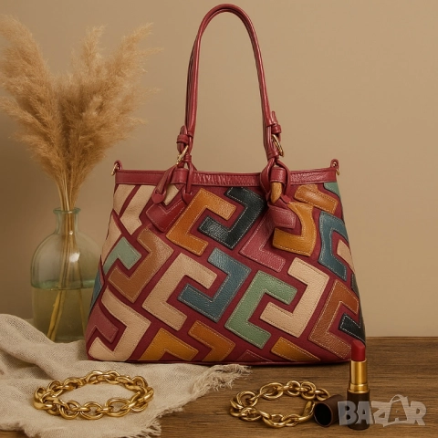 Дамска чанта с многоцветен дизайн – простор, организация и стил в едно, снимка 6 - Чанти - 51884584