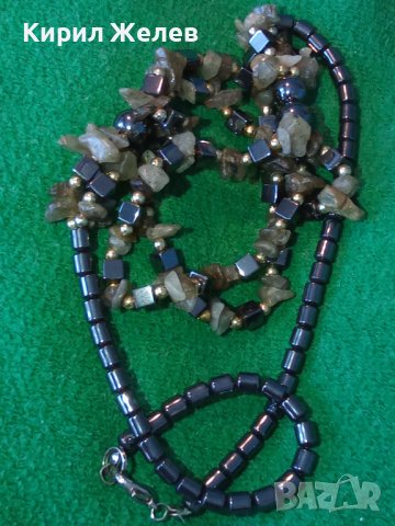 ХЕНД-МЕЙД ОГЪРЛИЦА ЛУНЕН КВАРЦ и ХЕМАТИТ 18066, снимка 2 - Колиета, медальони, синджири - 33395086