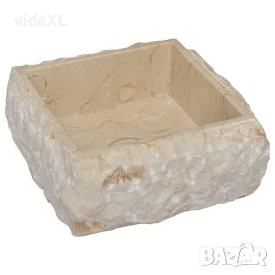 vidaXL Кремава мивка, 30x30x13 см, мрамор（SKU:149174), снимка 6 - Мивки - 48815836