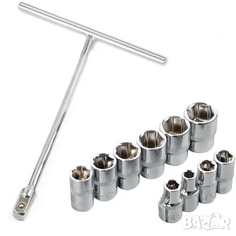 Комплект T-образен ключ 1/2'' с 10 вложки 8-19 mm