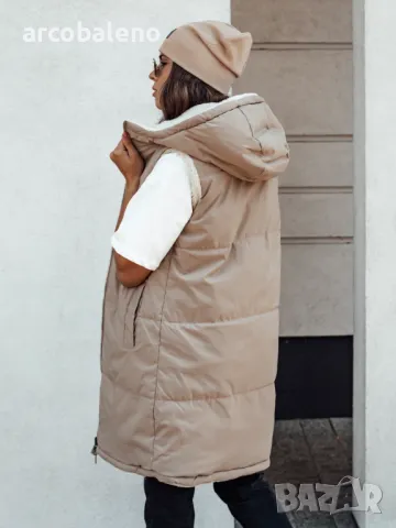 Дълго дамско ватирано яке без ръкави с качулка COSYVIVA, 3цвята , снимка 14 - Якета - 47380800