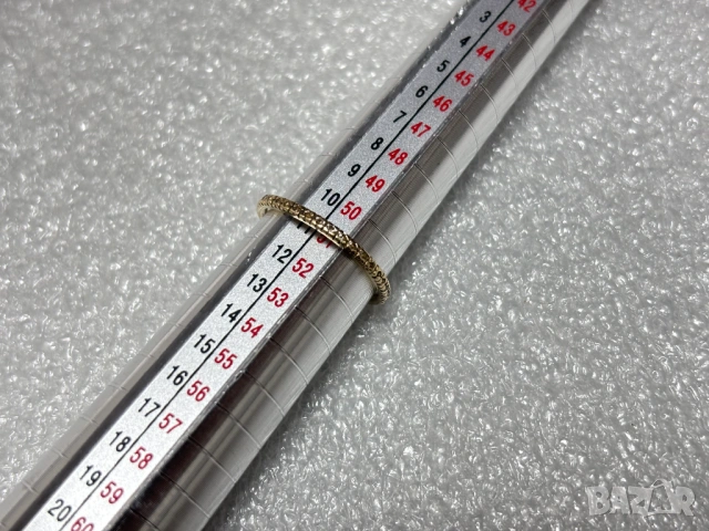 Златен Дамски Пръстен с циркони тип халка-1,15 грама, 14К (проба 585), снимка 10 - Пръстени - 53368354