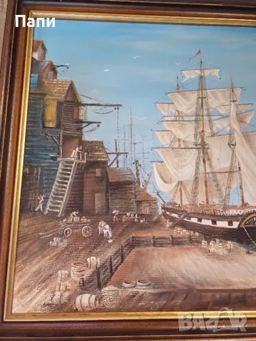 Стара маслена картина в/у платно. , снимка 5 - Картини - 48150356