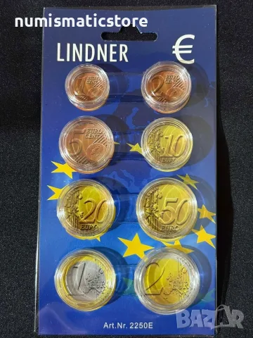 LINDNER – Опаковка за евро сет от 1 цент до 2 евро с капсули, снимка 2 - Нумизматика и бонистика - 56348978