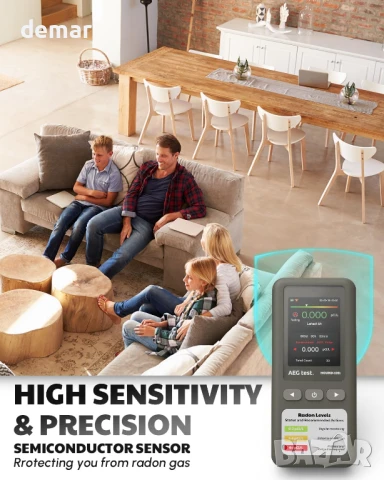 AEGTEST HOUND-1011 Преносим радон детектор за дома, лек, точен сензор, снимка 2 - Друга електроника - 51299393