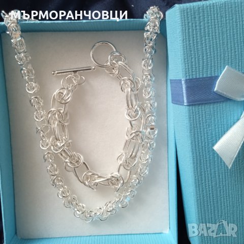 Нов, масивен сребърен комплект за мъж. С подаръчна кутия