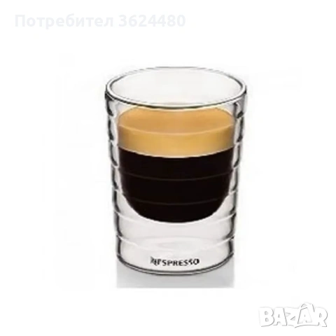Стъклена двустенна чаша за еспресо Nespresso 80 мл 4795, снимка 3 - Чаши - 53233741