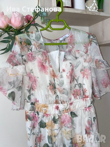 Нова ефирна феерична дълга елегантна женствена ежедневна рокля волани къдри нежен флорален принт , снимка 6 - Рокли - 42183587