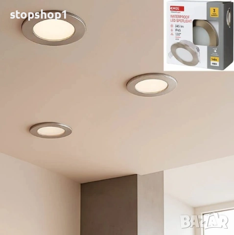 EMOS LED луничка 4.5w,345lm,2700-4000 k IP65 INOKS , снимка 2 - Лампи за баня - 53859506