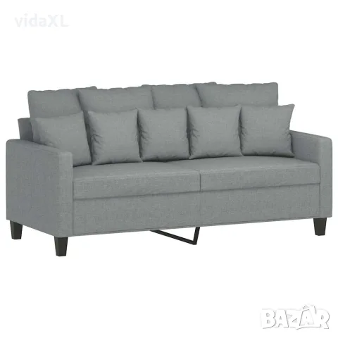 vidaXL 2-местен диван, светлосив, 140 см, плат