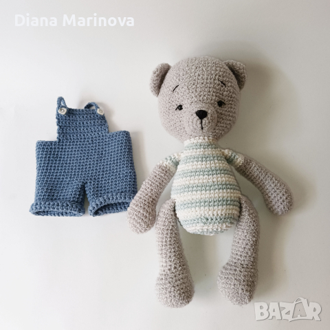 Мече с панталонки, плетени играчки, играчка ръчна изработка, плетено мече, снимка 2 - Други - 44601226