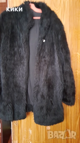 Дамско черно палто ЕКО кожа/косъм/, снимка 4 - Палта, манта - 34857173